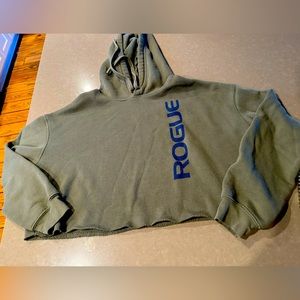 Rogue Fitness Army green crop hoody size Medium